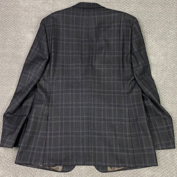 Lauren Ralph Lauren Wool Blazer Sport Coat Men's 44L Brown Blue Windowpane Plaid - Picture 4 of 15